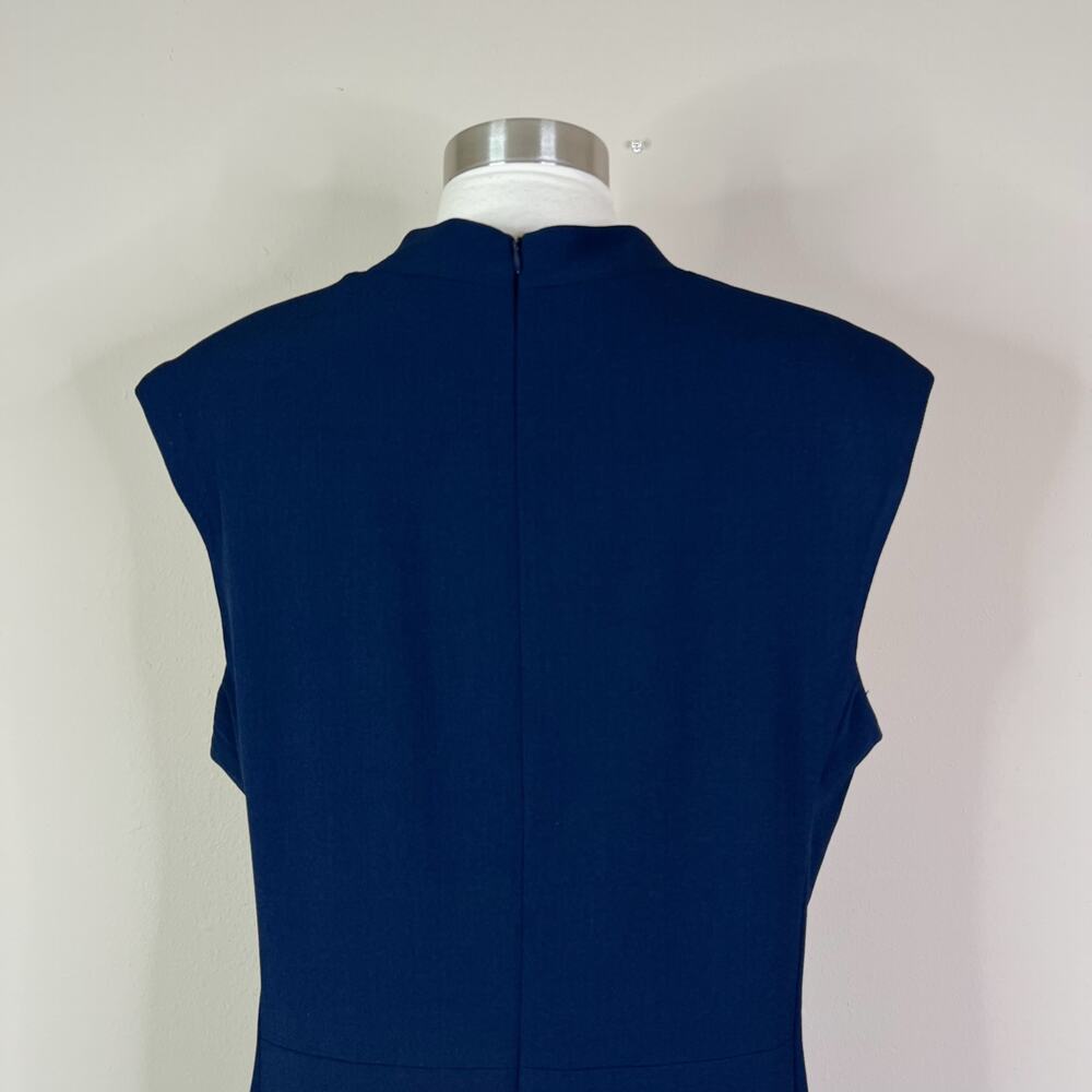 NEW MM LaFleur | Aditi Blue Tailored V Neck Sheath Workwear Minimalist Dress 16 - Picture 6 of 9
